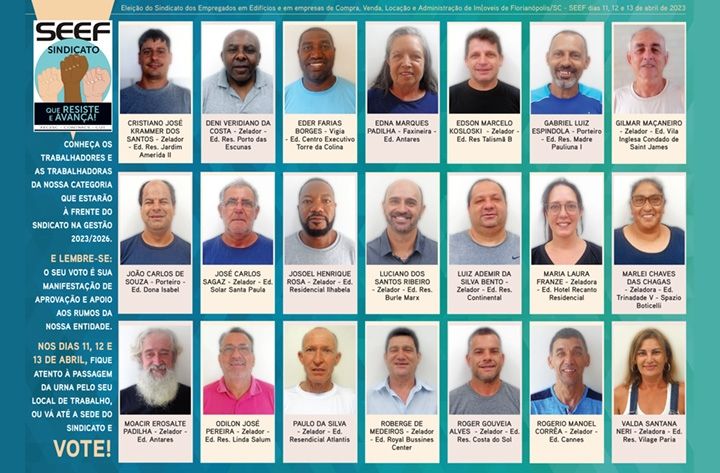 Chapa Única "SINDICATO QUE RESISTE E AVANÇA" na eleição da nova diretoria do SEEF