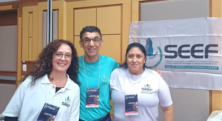 Direção do SEEF marca presença no 15º Congresso Estadual da FECESC