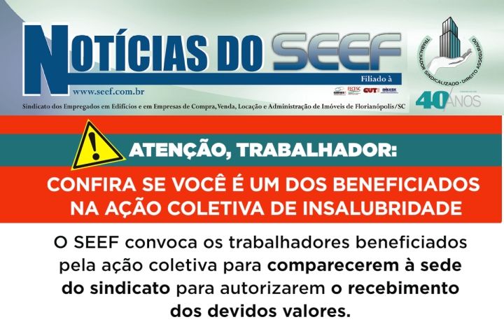 Trabalhadores beneficiados pela ação de insalubridade do Shopping Itaguaçu deverão comparecer ao SEEF